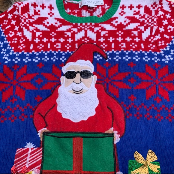 Jolly Sweaters “Ugly Christmas” Groovy Santa Sweater Mens Medium - Picture 2 of 12